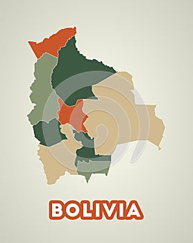 Bolivia poster in retro style.