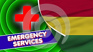 Bolivia Realistic Flag with Emergency Services Title Fabric Texture 3D Illustration