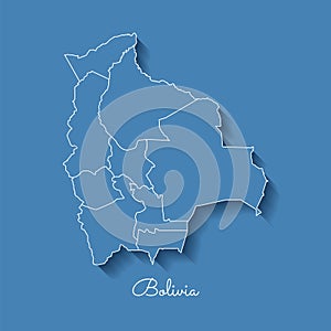 Bolivia region map: blue with white outline and.