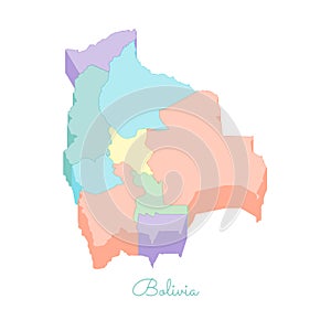 Bolivia region map: colorful isometric top view.