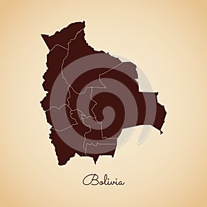 Bolivia region map: retro style brown outline on.