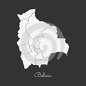 Bolivia region map: white outline on grey.