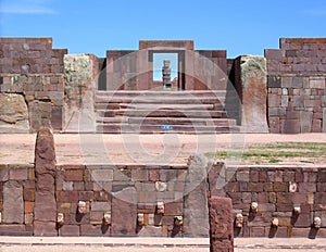 Bolivia, Tiwanaku ruins, pre-Inca Kalasasaya & lower temples