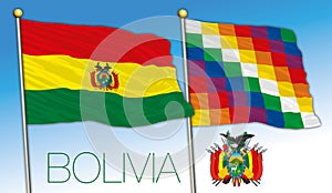 Bolivian official flag with Wiphala flag symbol photo