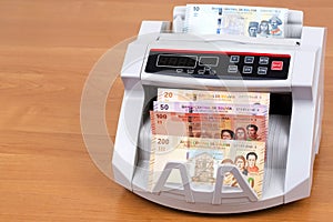 Bolivian Boliviano in a counting machine photo