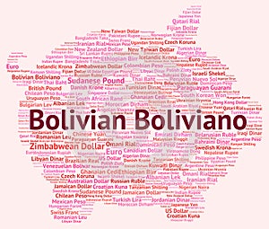 Bolivian Boliviano Indicates Exchange Rate And Banknotes photo