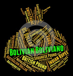 Bolivian Boliviano Indicates Worldwide Trading And Coin photo
