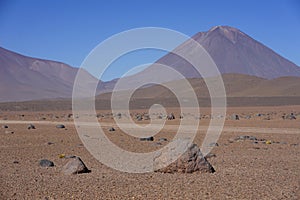 Bolivian desert with rocks and arid landscape