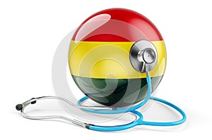 Bolivian flag with stethoscope. Health care in Bolivia concept, 3D rendering