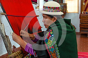 Indigenous Woman Weaving, Sucre, Bolivia