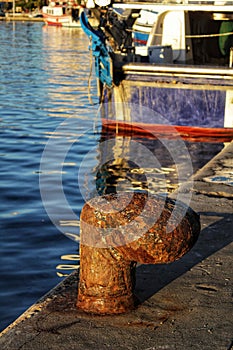Bollar in the port of Santa Pola, Spain