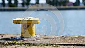 Bollard for mooring ships in the port of Swinoujscie in Poland