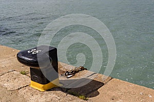 Bollard number 36 in the port of Huelva ready to receive a mooring