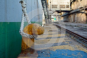 Bollard with rope