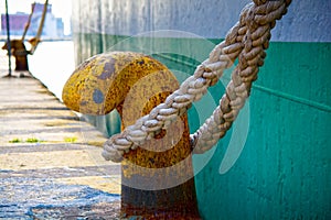 Bollard with rope