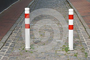 Bollards on city street