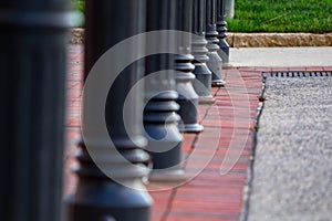 Bollards with round tops in a park -Asheville, North Carolina