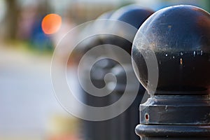 Bollards with round tops in a park -Asheville, North Carolina