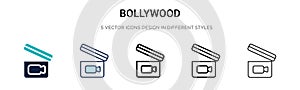 Bollywood icon in filled, thin line, outline and stroke style. Vector illustration of two colored and black bollywood vector icons