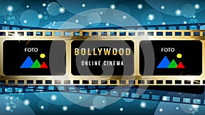 Bollywood indian web banner, gold movie film