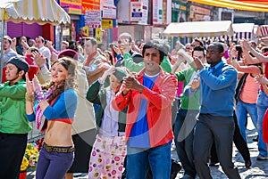 Bollywood scene in Dublin vegetable market