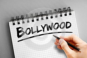 Bollywood text on notepad, concept background