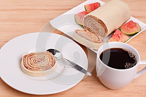 Bolo de rolo swiss roll, roll cake Brazilian dessert