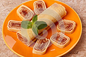 Bolo de rolo (swiss roll, roll cake) Brazilian dessert