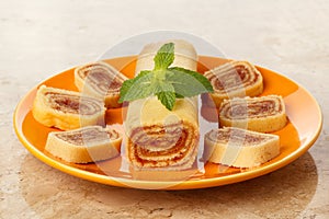 Bolo de rolo (swiss roll, roll cake) Brazilian dessert