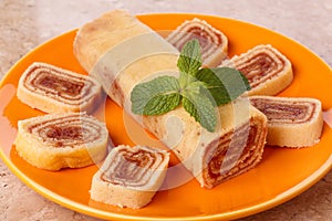 Bolo de rolo (swiss roll, roll cake) Brazilian dessert