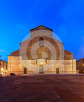 Bologna Basilica of San Petronio at dusk