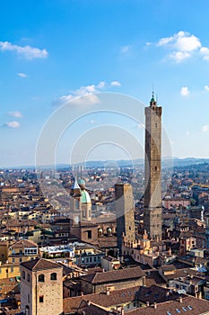 Bologna city of Emilia Romagna famous for its food and the historic seat of the oldest university medieval towers