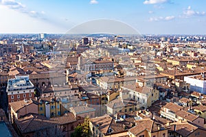 Bologna city of Emilia Romagna famous for its food and the historic seat of the oldest university medieval towers