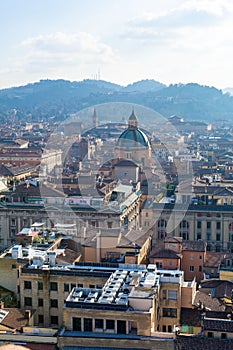 Bologna city of Emilia Romagna famous for its food and the historic seat of the oldest university medieval towers