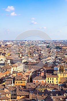 Bologna city of Emilia Romagna famous for its food and the historic seat of the oldest university medieval towers