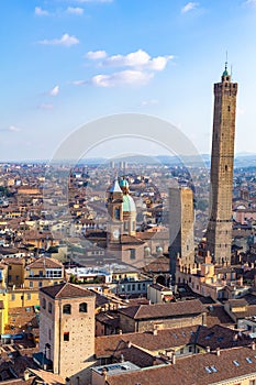 Bologna city of Emilia Romagna famous for its food and the historic seat of the oldest university medieval towers