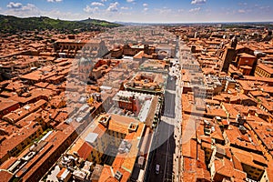 Bologna, Italy, cityscape from Asinelli tower, Two Towers photo