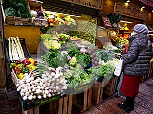 Market Il Quadrilatero located in the center of Bologna, Italy