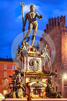 Bologna, Italy - Neptune Fountain, Piazza Maggiore photo