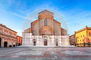 Bologna, Italy. View of Basilica di San Petronio