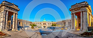 Bologna local landmark of Emilia Romagna region of Italy - Cimitero La Certosa cemetery square panoramic photo