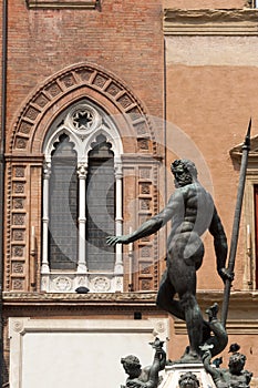 Bologna, Neptune's bronze statue and window photo