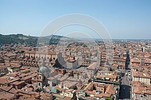 Bologna's cathedral seen in a panorama of the cit