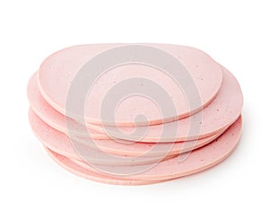 Bologna slice isolated on white background cutout
