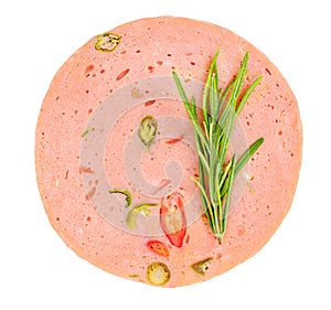 Bologna sliced isolated on white background