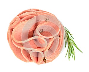 Bologna sliced isolated on white background