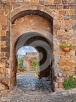 Bolsena, Viterbo, Lazio, Italy: ancient city gate in the old tow