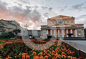 Bolshoi Treater in Moscow at sunset, Russia