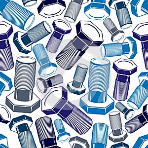 Bolt 3d seamless pattern. Repair theme continuous backdrop.