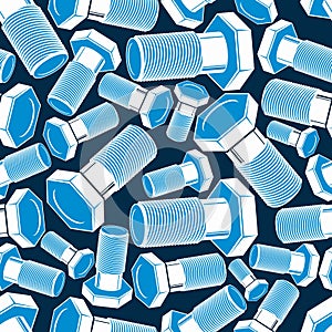 Bolt 3d seamless vector pattern. Creative background with three-dimensional and highly detailed professional work tools. Repair t